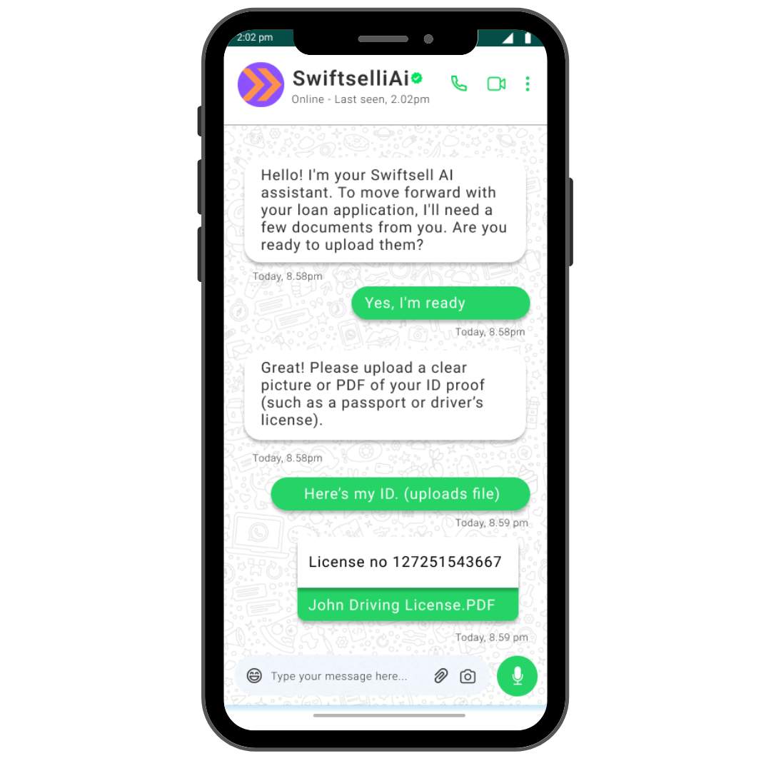 Swiftsell AI powered document collection for loan processing